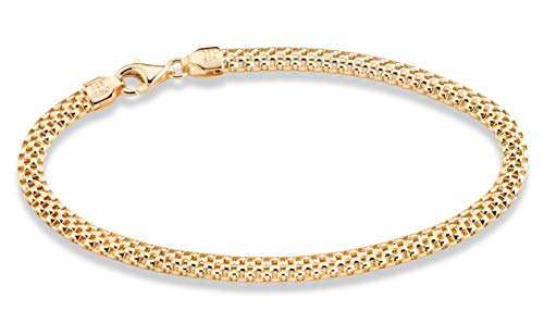 Miabella 18K Gold Over Sterling Silver Italian 4mm Mesh Link Chain Bracelet for Women 925 Italy2