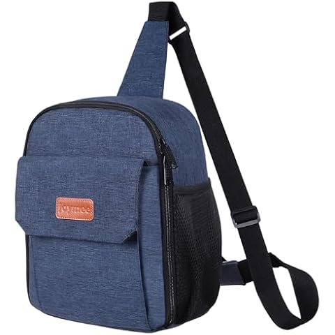 Joymee Sling Lunch Box Lunch Bag for Women Men Adult Portable Leakproof Reusable Insulated-Crossbody Lunchbox small Cooler with Shoulder Strap Side Pockets Front Pocket for Work Travel - Navy Blue Cover