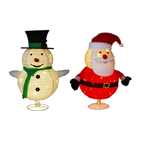 Vanthylit Christmas Snowman & Santa Claus Decorative Light, Warm White, 2 x 50 LT, 30'' Tall Each