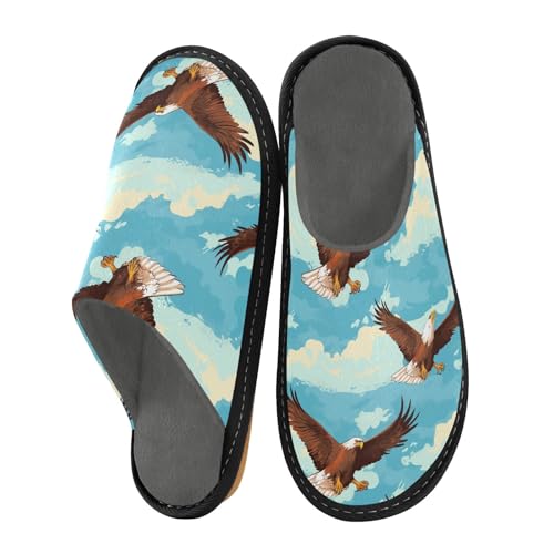 Flying Hawk Fuzzy Slippers Soft Home Bedroom Slippers for Women Men House Shoes2