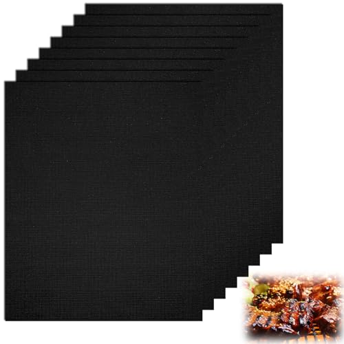 8 BBQ Grill Mat, 40 X 33 cm Antiadherente para Barbacoa, Alfombra Barbacoa Exterior, Esterilla barbacoa, Estera de Parrilla, Barbecue Mat para Parrilla de Carbón apto a Carne Pescado