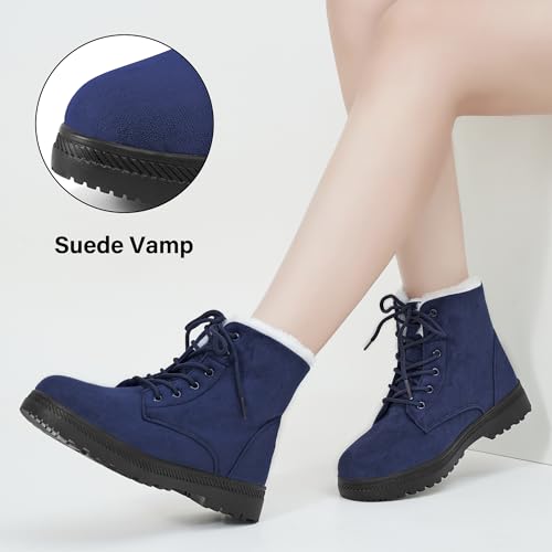 Alicegana Women Winter Boots Snow: Warm Cotton Fur Lined Winter Shoes Lace Up Comfortable Non Slip Ankle Platform Boots Outdoor4