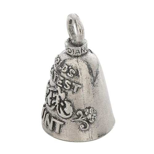 Image of Guardian Bell Worlds Greatest Biker Aunt Good Luck Bell w /Keyring & Black Velvet Gift Bag | Motorcycle Bell | Lead-Free Pewter | Good Luck Gift to Friends & Family | Bike Bell | Made in USA