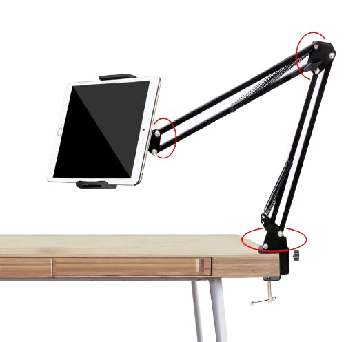 R.M Enterprises Tripod Mobile Stand for Table Bed | Video Stand Phone Holder | Aluminum gooseneck Phone Flexible Holder Strong Long arm for Streaming,Overhead Video,Bed, Office, YouTube, Sketching