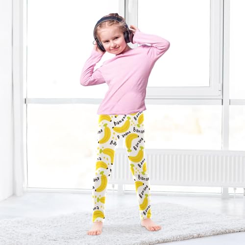 Cute Big Banana Fruit Girls Leggings,Workout Leggings for Girls Toddler Athletic Leggings Size for 3-10T4