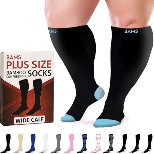 BAMS Compression Socks Women & Men- Premium Bamboo Ultra Soft No-Smell 15-20 mmHg