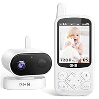 GHB Baby Monitor con Videocamera Monitoraggio Notturno Schermo IPS HD 720p da 2,8 pollici Batteria 2000 mAh Modalità VOX Audio Bidirezionale Allarme Temperatura 8 Ninne Nanne