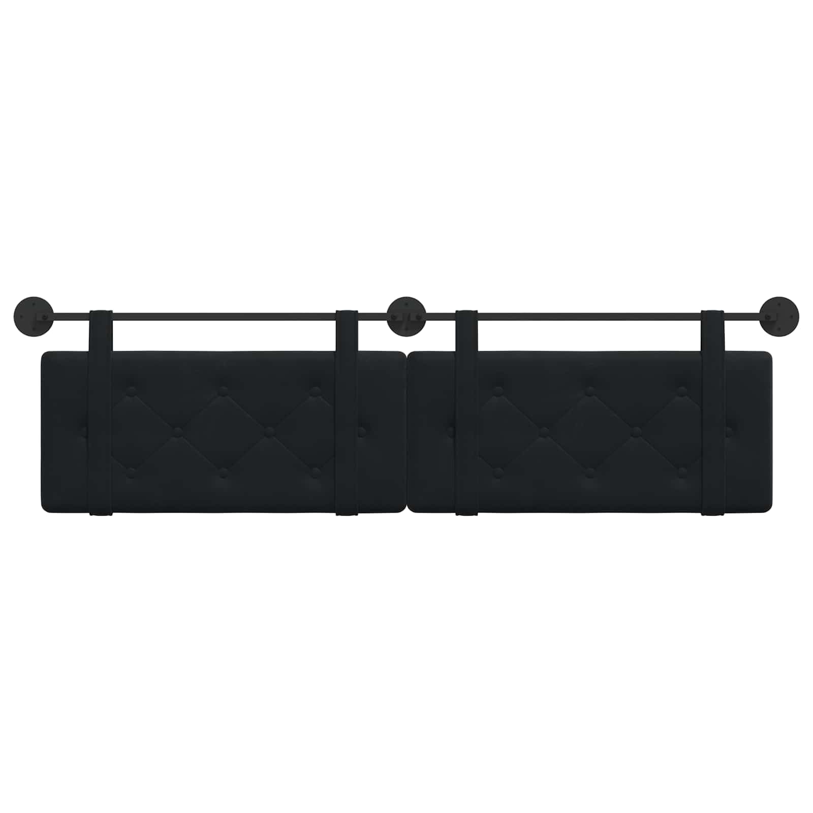 Cabecero colgante de terciopelo negro con diseño acolchado, marco de madera, montaje en pared, 170 x 55 cm, juego de 2 unidades para dormitorio, habitación de invitados, cama doble