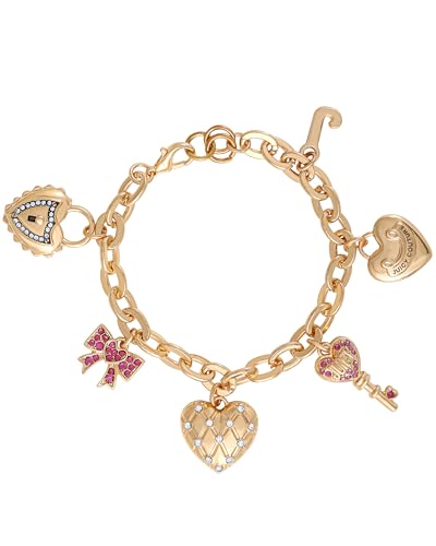 Image of Juicy Couture Quilted Heart Charm Bracelet for Women, 7.5"
