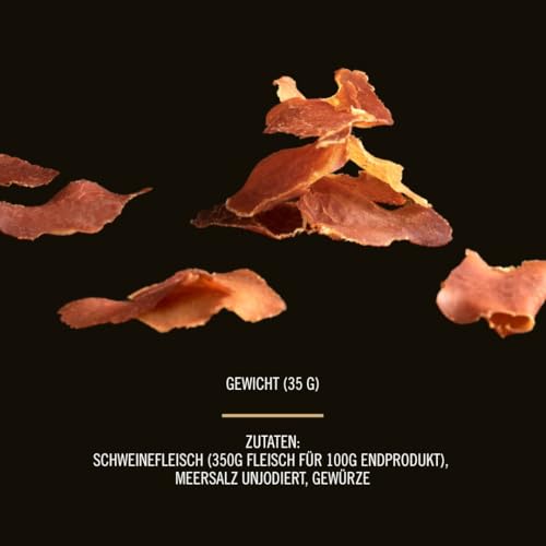 Luftgetrocknete Lachs/Karree Protein Chips, Hoher Eiweißgehalt, Laktosfrei, Glutenfrei, Idealer Snack für Unterwegs, Trockenfleisch, High Protein Snack für Fitness, Outdoor (Karree Chips 3er Pack)
