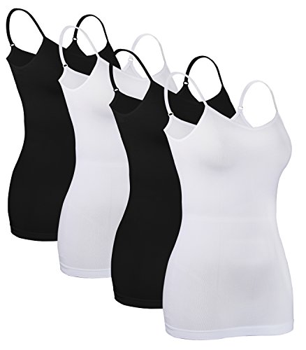 iloveSIA 4X Debardeurs Femme Noir&Blanc Elastique a Bretelles reglables Classic t Shirt Fille,FR 38-40 (Etiquette L) Cover