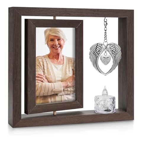 SOITIS Sympathy Gifts In Memory of Loved One Picture Frame - Memorial Gifts for Loss of Mom, Dog Picture Frames for Dogs That Passed, Rotate Display for Two 4x6 Photos Memorial Photo Frame Cover
