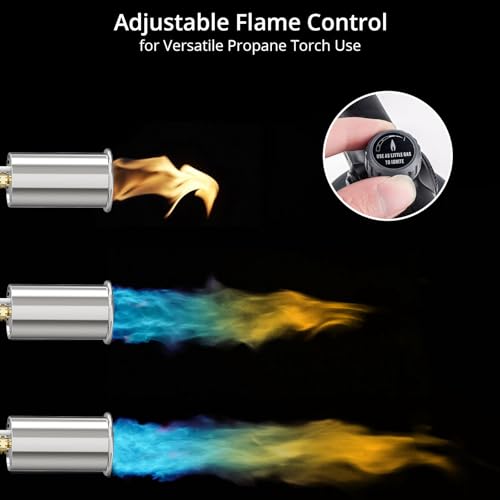 Image of Sondiko Powerful Grill & Cooking Propane Torch L8010 with Gas Cylinder Stand Base, Sous Vide, Campfire Starter, Adjustable Wood Torch Burner for Searing Steak, BBQ, Welding (Propane Tank Not Included)