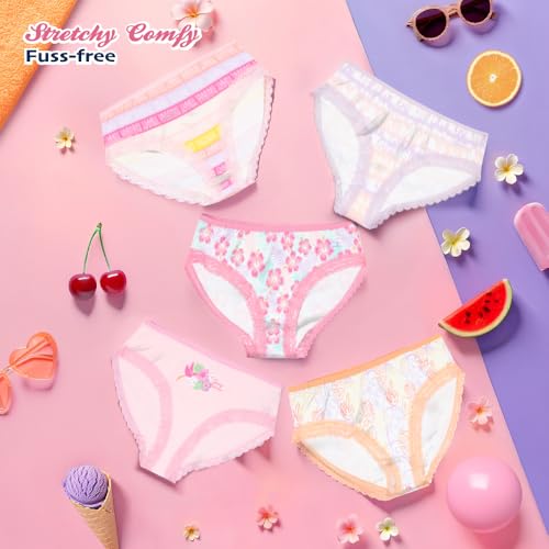 Image of Tommy Bahama Girls Cotton Brief Underwear 5-Pack, Tagless Cotton Panties Multipack for Kids and Toddlers