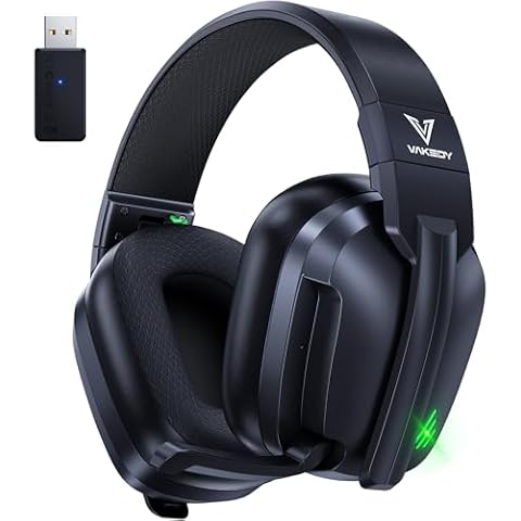 Vakedy Casque Gaming sans Fil pour PS4/PS5/PC/Mac,Casque Gaming Bluetooth avec Microphone,Casque à Faible Latence,Casque Bluaetooth Pliable Cover