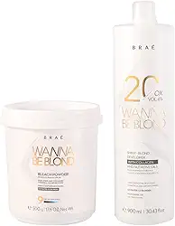 Pó Descolorante Profissional BRAÉ Wanna Be Blond 500g - Kit Descoloração High Lifting - Água Oxigenada 20 Volumes 900ml