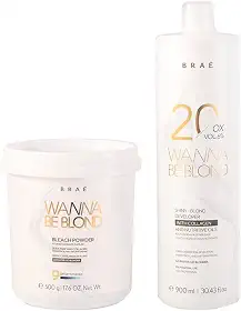 Pó Descolorante Profissional BRAÉ Wanna Be Blond 500g - Kit Descoloração High Lifting - Água Oxigenada 20 Volumes 900ml