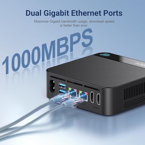 Image of Mini PC, 13th Gen Alder Lake N150 (Turbo 3.6Hz), 16GB DDR4 500GB M.2 SSD Dual LAN, Desktop Mini Computer 4K Dual HDMI Display, WiFi, BT5.0, Built-in 45W Power Supply and Dustproof Design