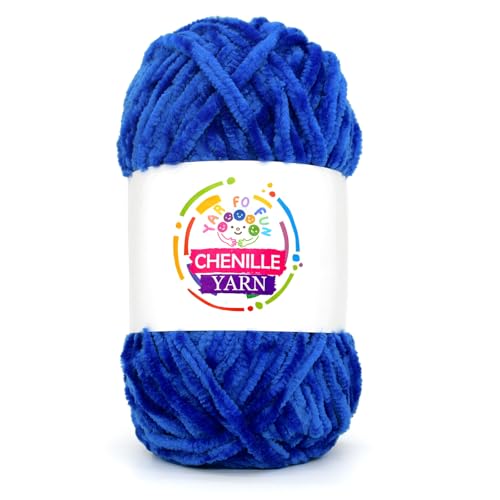 100g Velvet Chenille Yarn for Crocheting,Royal Blue Fluffy Velvet Plush