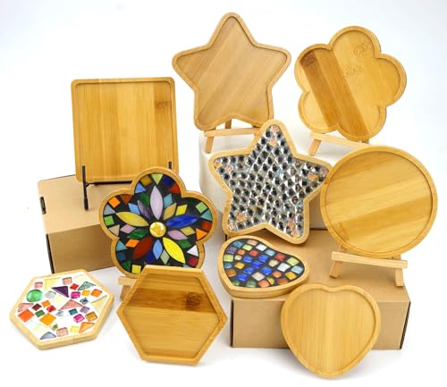 Bases de mosaico de madera Lanyani para manualidades y posavasos de varias formas