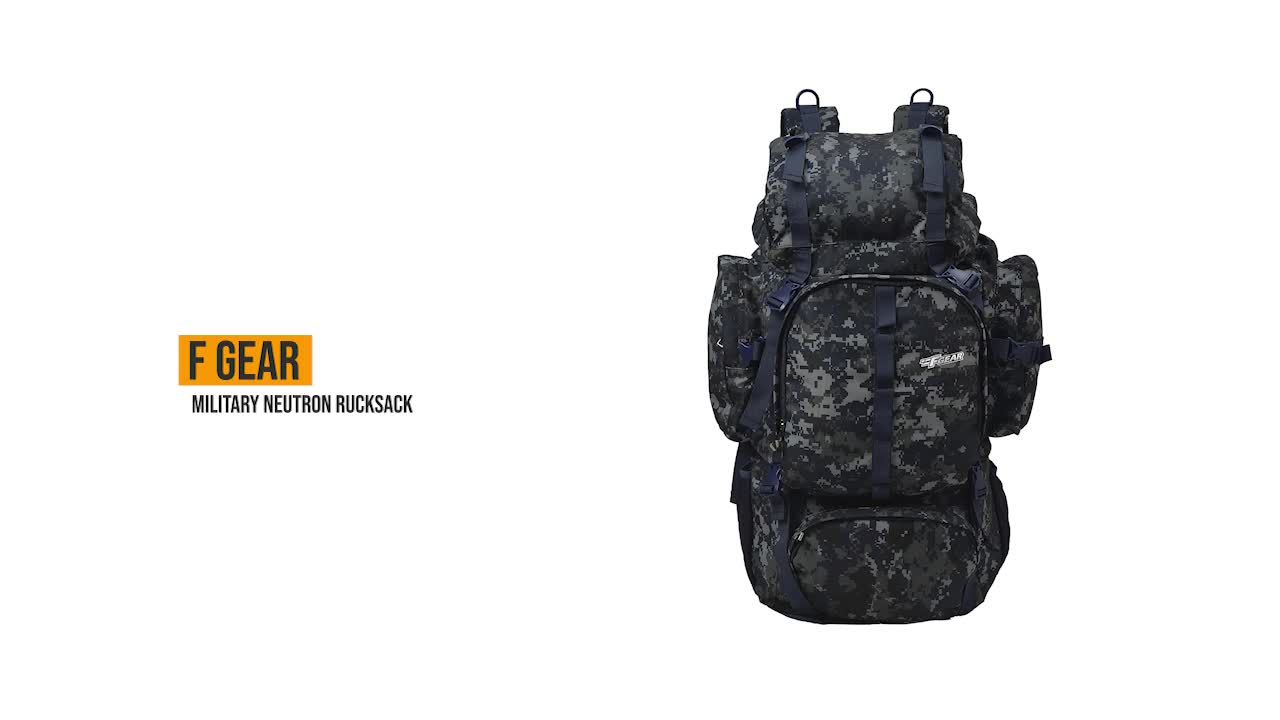 F Gear Neutron 50L, Unisex Trekking Bag|Military Bag|Army Bag|Hiking Camping Travel Leisure Tourist Outdoor Sport Rucksack|Multi Pockets, Shoulder Bag - Drawstring Top Open| (Marpat Navy)