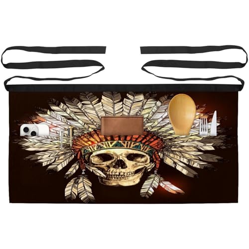 Chapeau de chef tribal américain avec plumes sur lot de 3 tabliers courts