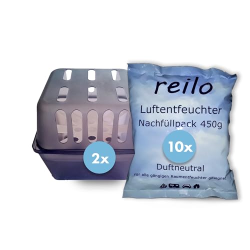 reilo 2x Raumentfeuchterbox und 10x 450g Luftentfeuchtergranulat, Luftentfeuchter-Komplettset, Raumentfeuchter im Vliesbeutel, Staffelpreis, für Auto, Schlafzimmer, Keller reilo 2x Raumentfeuchterbox und 10x 450g Luftentfeuchtergranulat, Luftentfeuchter-Komplettset, Raumentfeuchter im Vliesbeutel, Staffelpreis, für Auto, Schlafzimmer, Keller