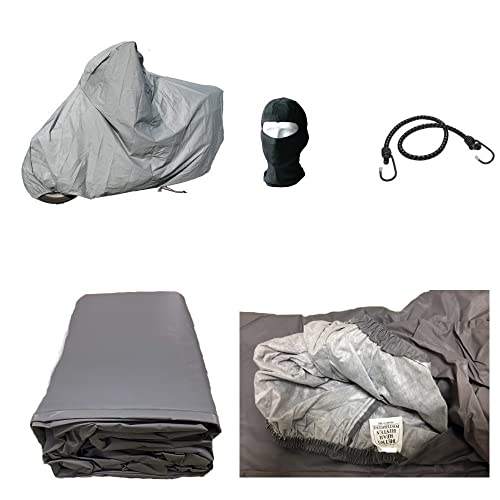 COMPATIBILE BMW C 400 GT Funda Moto Forro Impermeable Anti Granizo para Moto-Scooter-Parabrisas Y BAUL Case Negro con Funda Rayas Fluo 296X105X127CM