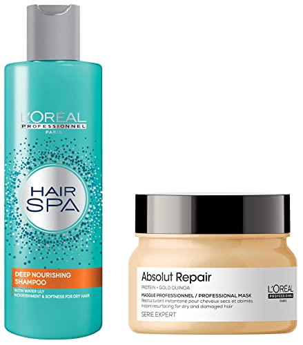 Image of L'Oreal Professionnel Absolut Repair Hair Mask with Protein & Gold Quinoa for Dry and Damaged Hair, Serie Expert, 250gm