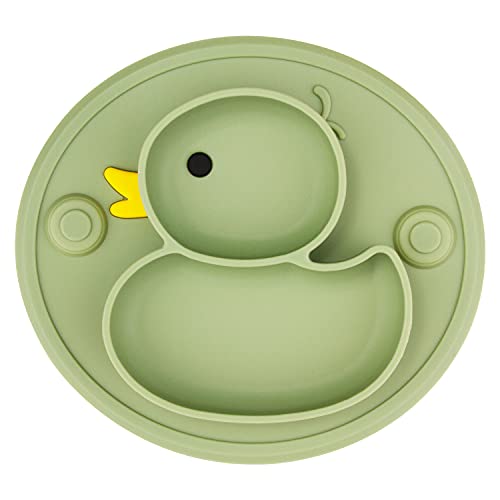 Qshare Toddler Plate, Portable Baby Plates for Toddlers and Kids, BPA-Free Strong Suction Plates for Toddlers, Dishwasher & Microwave Safe Silicone Placemat 9x6x1.4 inch