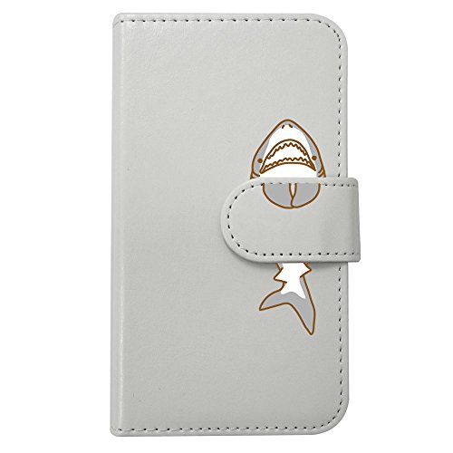 【moimoikka】 iPhone17 Pro Max アイフォン17プロマックス 対応 手帳型 スマホ ケース サメ 動物 キャラクター かわいい (ホワイト) 魚 鮫 アニマル ダイアリータイプ 横開き カード収納 フリップ カバー スマートフォン