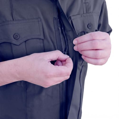 Image of First Class 100% Polyester Short & Long Sleeve Zippered Uniform Shirt 4 Pocket Hidden, Law Enforcement BDU Zipper Closure.