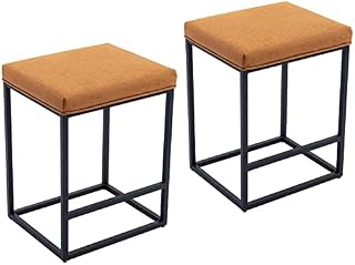 Wahson Set of 2 Bar Stools PU Leather Kitchen Counter Chairs Breakfast Bar Chairs with Footrest , Pub Stools for Dining Room/Kitchen Islands/Home Bar,Yellow