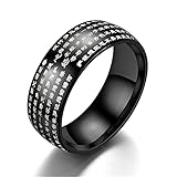 指輪 メンズ リング 般若心経 シンプル 人気 指輪 レディース 刻印 魔除け 厄除け 浄化 開運 お守り 仏教 経文 アクセサリー ステンレス 変形および変色しない ファッション リング (ブラック,7)