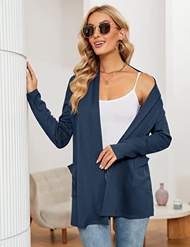 Image of Micoson Women's Long Sleeve Open Front Cardigan Casual Loose Lightweight Cardigans with Pockets