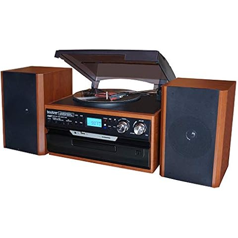 BT-24MB Boytone, Bluetooth Classic Style Record Player Turntable with AM/FM Radio, CD/Cassette Player, 2 Separate Stereo Speakers, Record from Vinyl, Radio, and Cassette to MP3, SD Slot, USB, AUX Cover