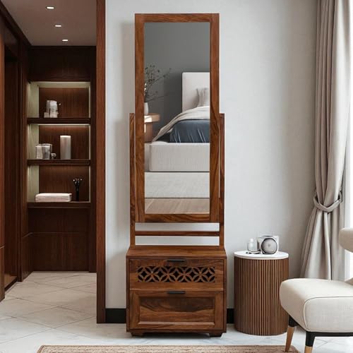Image of The Attic Ambient Dressing Table for Bedroom, Solid Wood, Honey Matte Finish