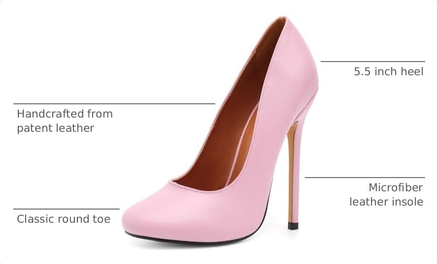 Image of Unisex High Heels for Men and Women 5.5 Inch Stiletto Heels | Round Toe Pumps Sexy Dress Party Shoes