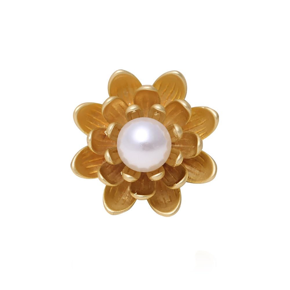 Yellow Flower White Pearl Brooch Gold Autumn Flower Pins Autumn Fall Flower Broach for Mother Wife GF Wedding Bridal Bouquet Party Charm Flower Pin for Christmas Valentine's Day