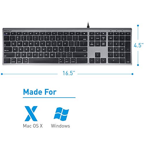 Macally Ultra Slim Wired Computer Keyboard and 1080P Webcam with Microphone and Tripod, Look Better in Your Conference Call