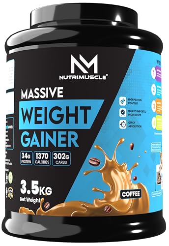 Nutrimuscle Massive Weight Gainer - 3.5 Kgs - Coffee Flavour For Weight & Mass Gain - Contains Complex Carbohydrates