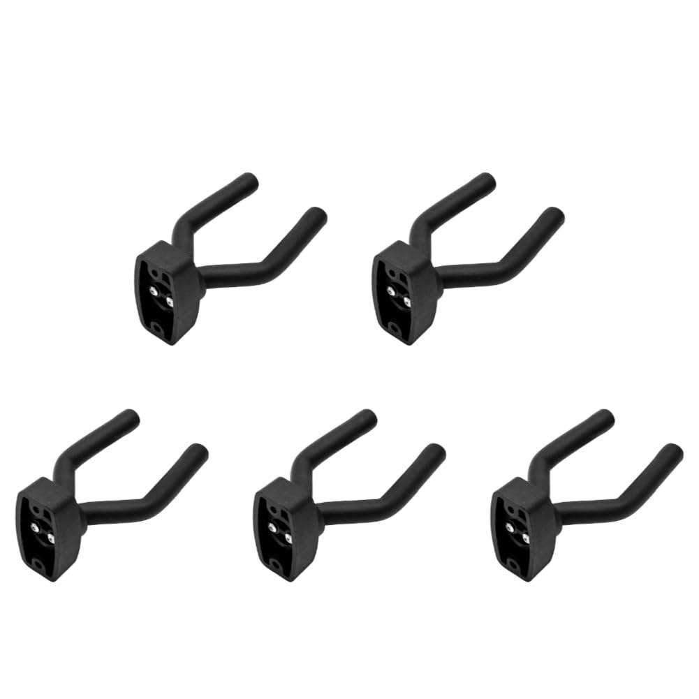 Fiorky 5Set Guitar Wall Mount Hanger, Holder For Acoustic Guitar, Bass, Mandolin, Ukulele - Metal+Sponge, Black, Modern Style, Wall Mount, 5 Hooks