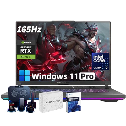 Image of ASUS ROG Strix-G16 Gaming Laptop, NVIDIA GeForce RTX 5070 Ti, AMD Ryzen 9 HX 8940HX, 16-core (Up to 5.3 GHz), 16 inch 165Hz 300 nits, Backlit KB, Win11 Pro PC w /Accessoires (32GB DDR5 RAM, 2TB SSD)