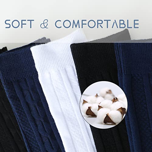 Marchare Girls Knee High Socks Kids Boys School Uniform Seamless Cable Knit Cotton Socks Stockings White Black Navy 3/6 Pack4