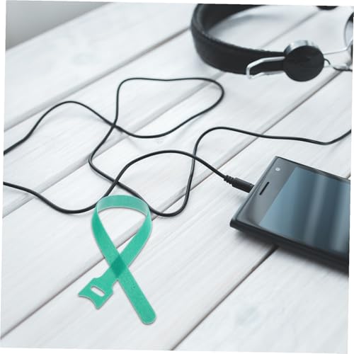 GALPADA 100 piezas de ganchos y lazos para cables verde, correas reutilizables para organización de cables de electrónica y gestión de cordones bajo escritorio miniatura 5