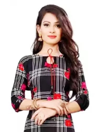 Image of Women's Straight Fit Printed Crepe Kurta, Casual Wear Kurti Design No 159