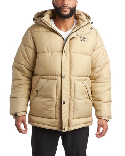 Reebok Mens Winter Jacket - Heavyweight Insulated Mens Winter Coat - Wind Water Resistant Quilted Puffer Jackets for Men