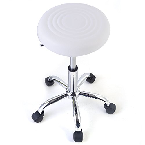 Hydraulic Rolling Swivel Stool Adjustable Tattoo Facial Massage Spa Salon White