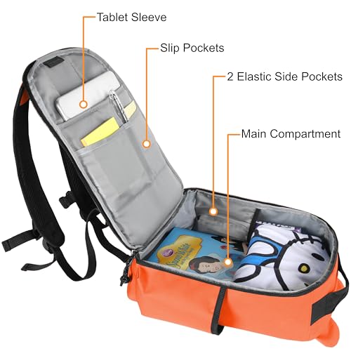 Bear Travel Backpack for Kids 4-8, Fun Cute Colorful 8.5L Lightweight Airplane Backpack with Tablet Sleeve and Chest Strap, Orange3