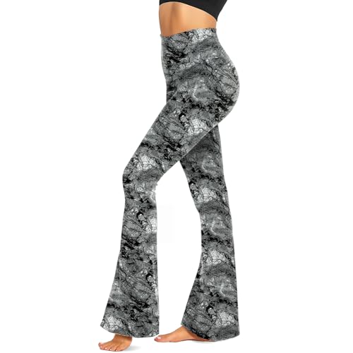 TNNZEET Black Flare Leggings for Women, Crossover Yoga Pants with Pockets Bootcut Flared Leggings High Rise Small Retro Black